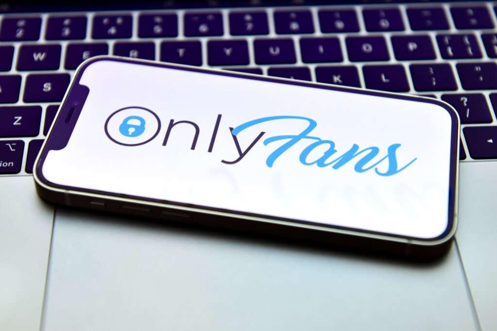 OnlyFans logo in phone