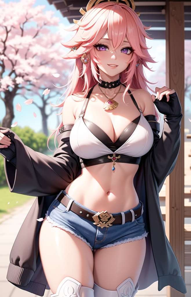 Fille aux cheveux roses générée par Hentai Art